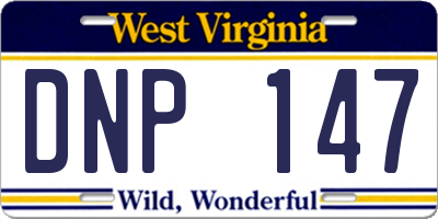 WV license plate DNP147