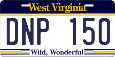 WV license plate DNP150