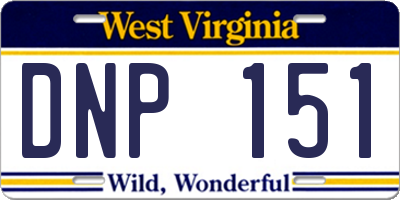 WV license plate DNP151