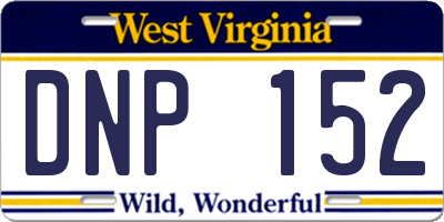 WV license plate DNP152