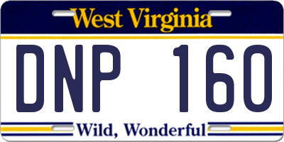 WV license plate DNP160