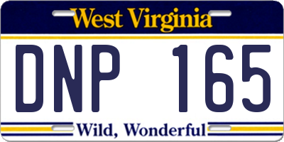 WV license plate DNP165