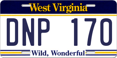 WV license plate DNP170
