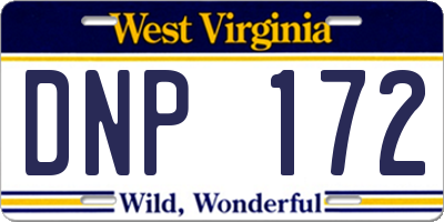 WV license plate DNP172
