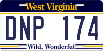 WV license plate DNP174