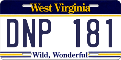 WV license plate DNP181