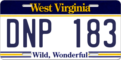 WV license plate DNP183