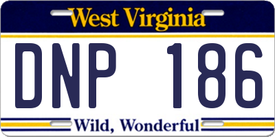 WV license plate DNP186