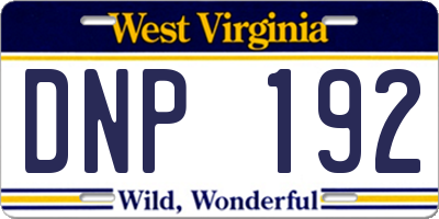 WV license plate DNP192