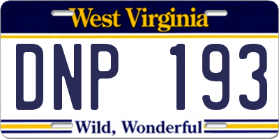 WV license plate DNP193