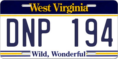 WV license plate DNP194