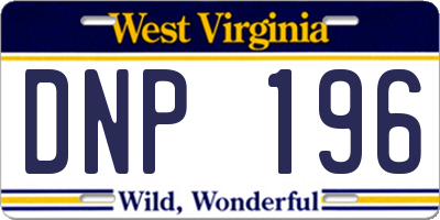 WV license plate DNP196