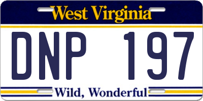WV license plate DNP197