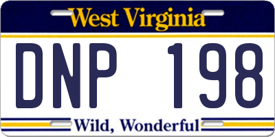 WV license plate DNP198