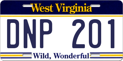 WV license plate DNP201