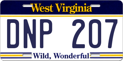 WV license plate DNP207