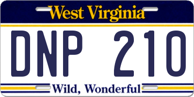 WV license plate DNP210