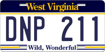WV license plate DNP211