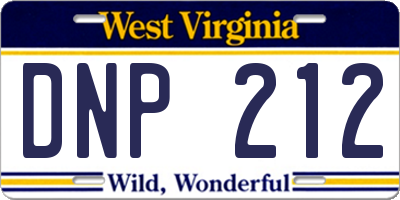 WV license plate DNP212