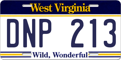 WV license plate DNP213