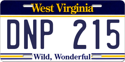 WV license plate DNP215