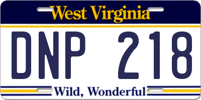 WV license plate DNP218