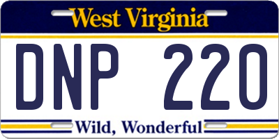 WV license plate DNP220