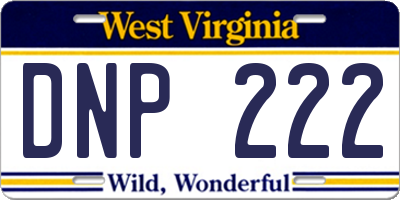 WV license plate DNP222