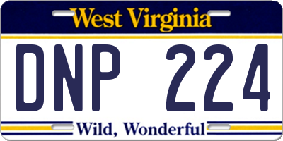 WV license plate DNP224