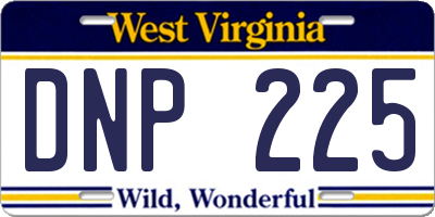 WV license plate DNP225
