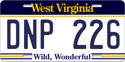 WV license plate DNP226