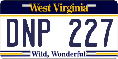 WV license plate DNP227