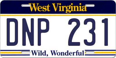 WV license plate DNP231