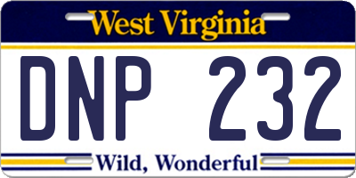 WV license plate DNP232