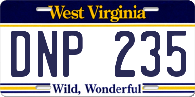 WV license plate DNP235