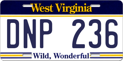 WV license plate DNP236