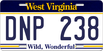 WV license plate DNP238
