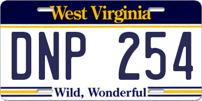 WV license plate DNP254