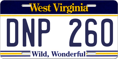 WV license plate DNP260