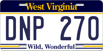 WV license plate DNP270