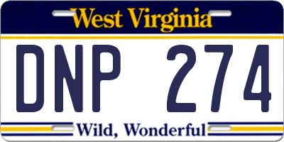 WV license plate DNP274