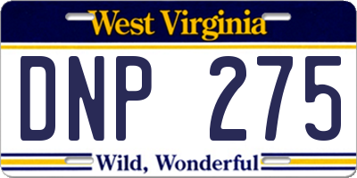 WV license plate DNP275