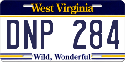 WV license plate DNP284