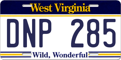 WV license plate DNP285
