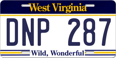 WV license plate DNP287