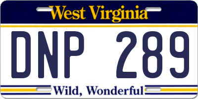 WV license plate DNP289