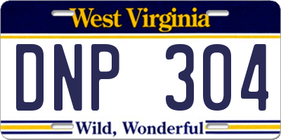 WV license plate DNP304