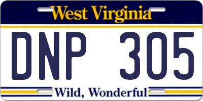 WV license plate DNP305