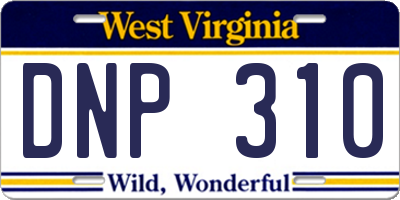 WV license plate DNP310
