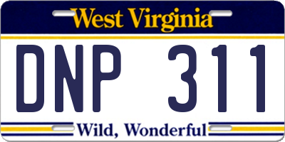 WV license plate DNP311